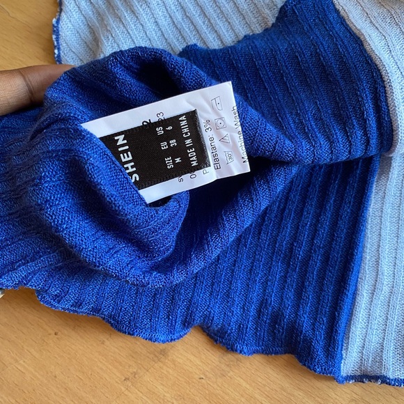 SHEIN EZwear Lettuce Trim Colorblock Halter Top Size -medium - Picture 4 of 5